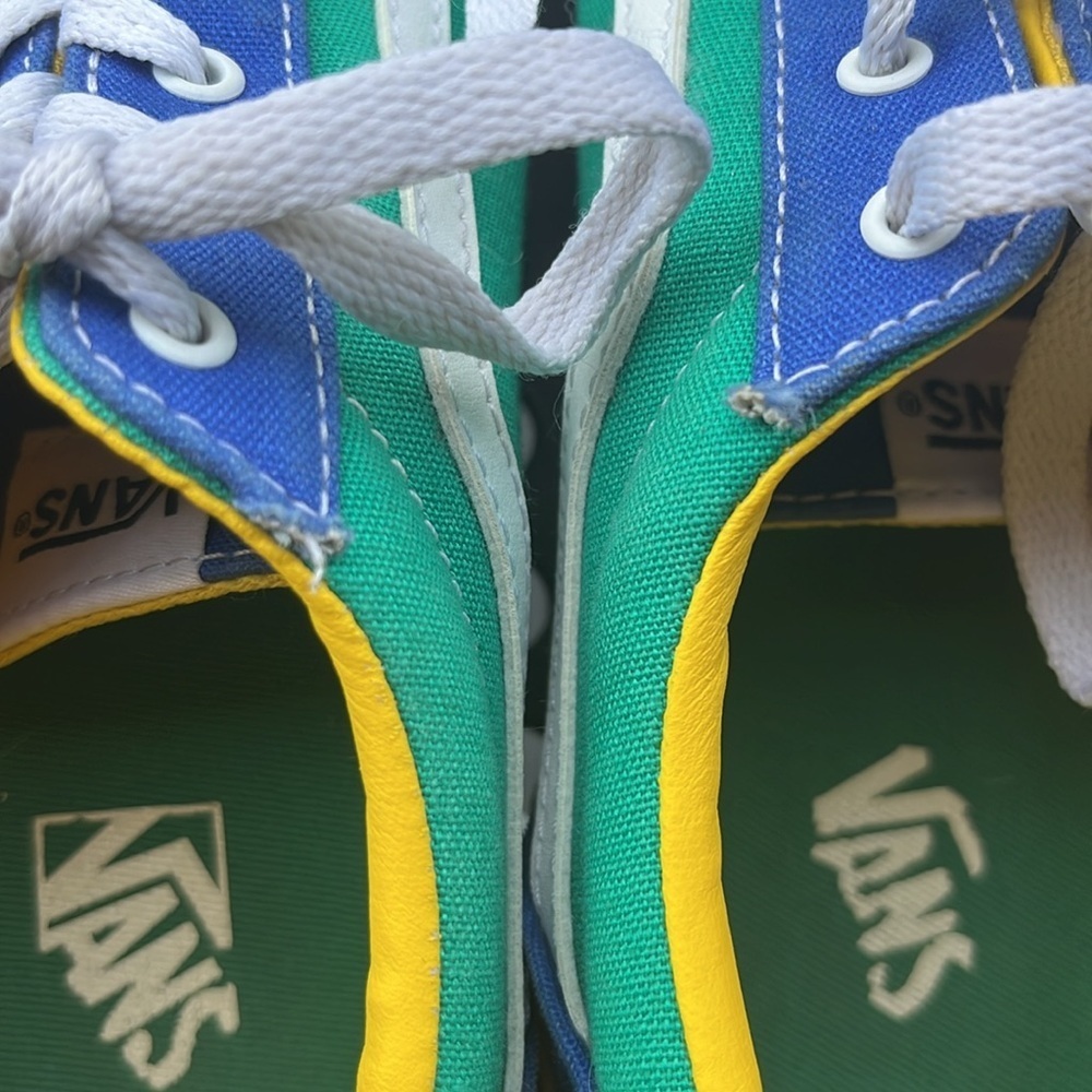 VANS Classic Colorblock Blue Yellow Skate Shoes Youth Size 7 - Picture 8 of 9